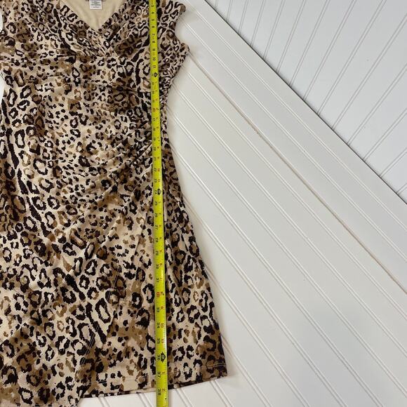 Kate Hill Women’s Leopard Print Ruched Cap Sleeve Mini Sheath Dress Size 4 - Picture 6 of 6